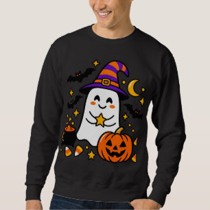 Sudadera Dulce Fantasma de Halloween con Sombrero de Bruja,