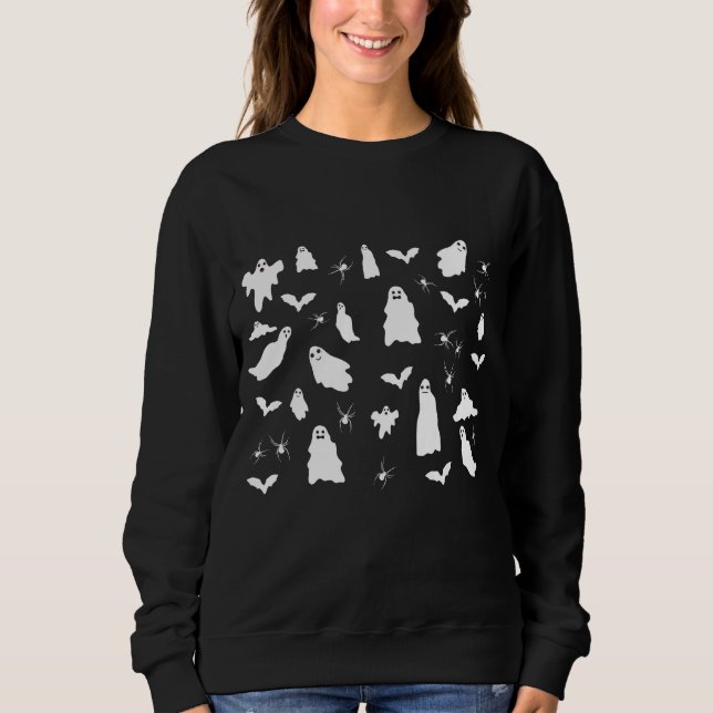 Sudadera Dulce fantasma, murciélagos y patrón de Halloween  (Anverso)