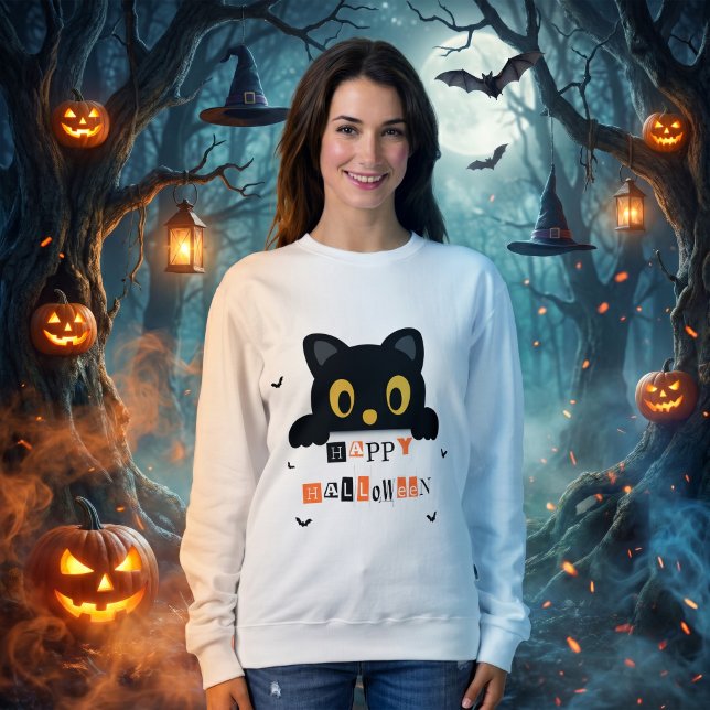 Sudadera Dulce Gato Negro Halloween (Subido por el creador)