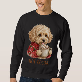Sudadera Dulce Goldendoodle bebiendo cacao caliente Navidad