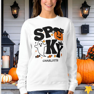 Sudadera Dulce Halloween espeluznante negro y naranja
