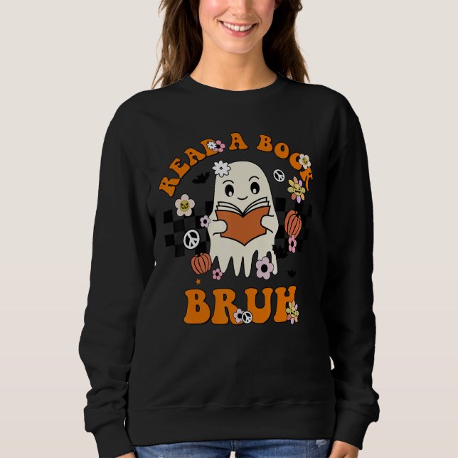 Sudadera Dulce lectura libro bruh profesor disfraz de Hallo (Anverso)
