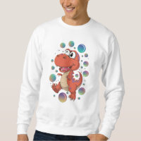 Dulce Naranja de caricatura Dinosaur Sweatshirt pa