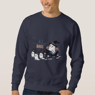 Sudadera Dulce Patrón de Fantasma de Navidad y Caña de Cara