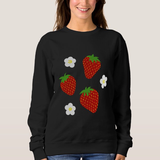 Sudadera Dulce patrón de fresa en fondo rosa (Anverso)