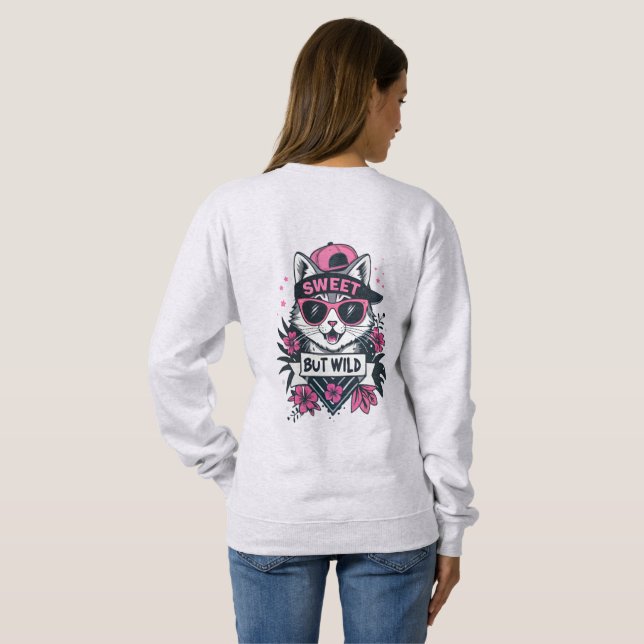 Sudadera Dulce Pero Salvaje – Camiseta De Gato De Moda Urba (Reverso completo)