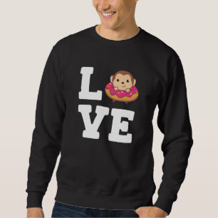 Sudadera Dulces Animales Graciosos De Monos En Rosa Donut