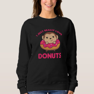 Sudadera Dulces Animales Graciosos De Monos En Rosa Donut