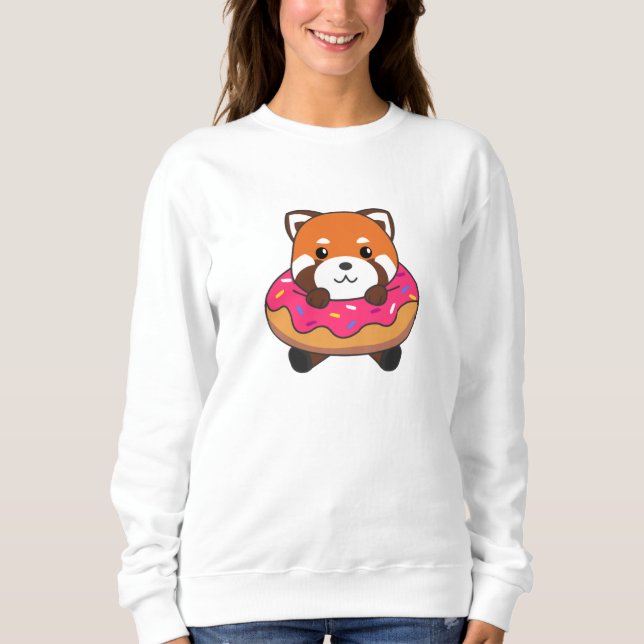 Sudadera Dulces Animales Graciosos De Panda Rojo En Rosa Do (Anverso)