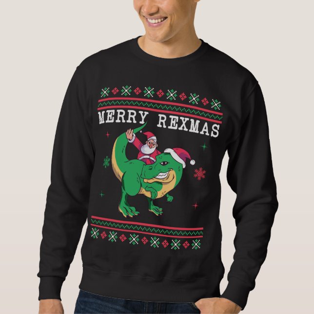 Sudadera Dulces de los Navidades feos de los dinosaurios Sa (Anverso)