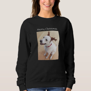 Sudadera Dulces Navidades de perros de renos blancos sonrie