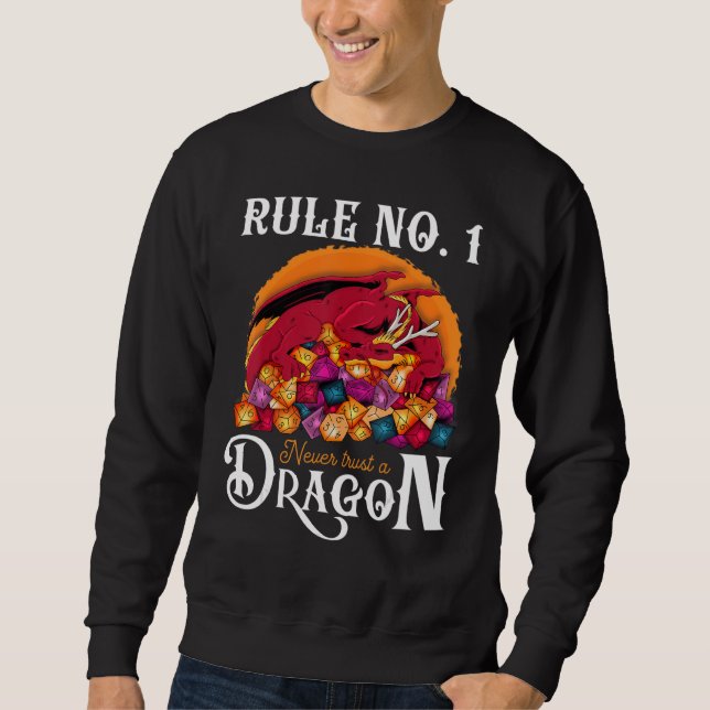 Sudadera Dungeon Dice Shirt Never Trust A Dragon RPG Gamers (Anverso)