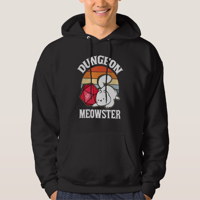 Sudadera Dungeon Meowster Nerdy D20 Dice Nerd Kitten Cat Rp (Anverso)