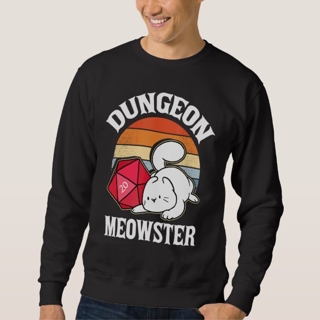 Sudadera Dungeon Meowster Nerdy D20 Dice Nerd Kitten Cat Rp (Anverso)