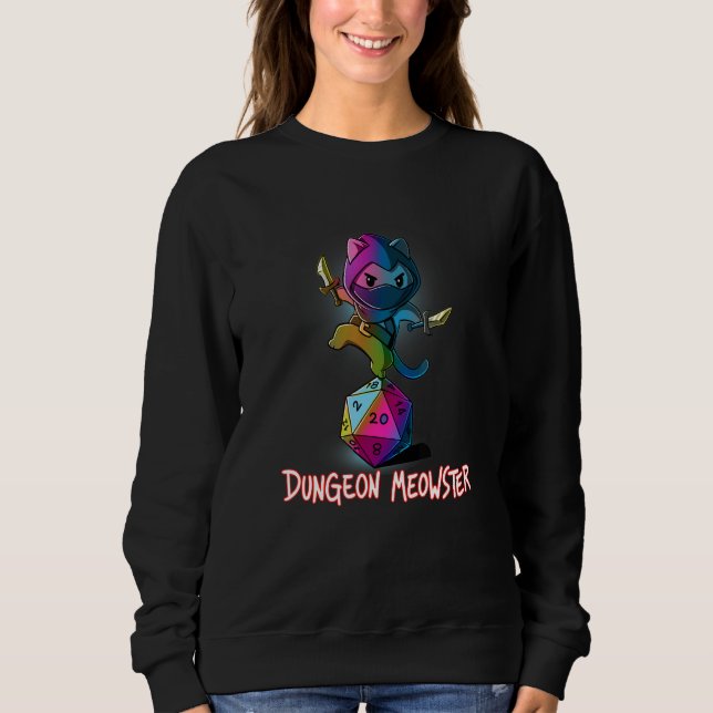 Sudadera Dungeon Meowster Tabletop Gamer Nerdy Cat D20 RPG (Anverso)