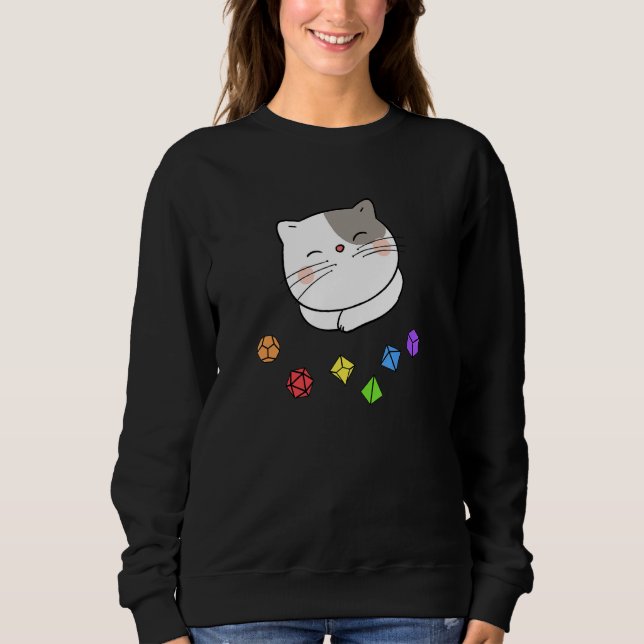 Sudadera Dungeon Meowster Y Nerdy Cat Polyhedral Dice Set (Anverso)