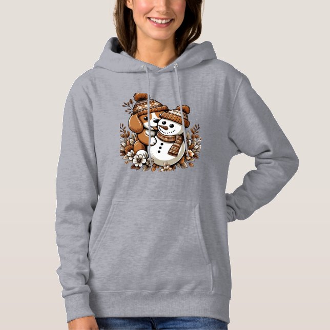 Sudadera Dúo de invierno: Perro en Gorra con patrones y hom (Anverso)