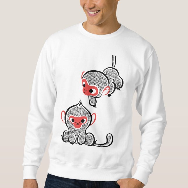 Sudadera Dúo de monos asiáticos: sentados y trepando (Anverso)