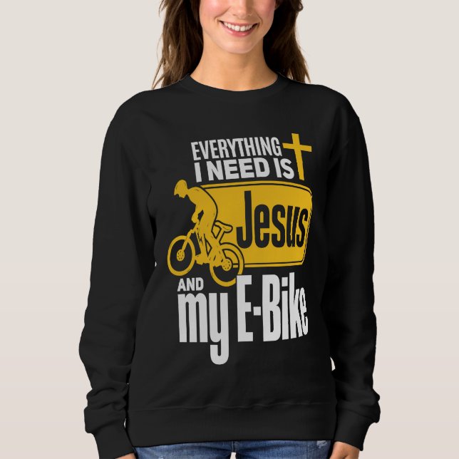 Sudadera E Biker Jesus  Jesus and E Biking Religious EBiker (Anverso)