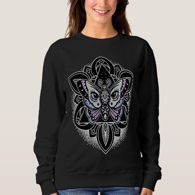 Sudadera E Girl Occult Aesthetic Moth Pastel Goth Occult Wi (Anverso)