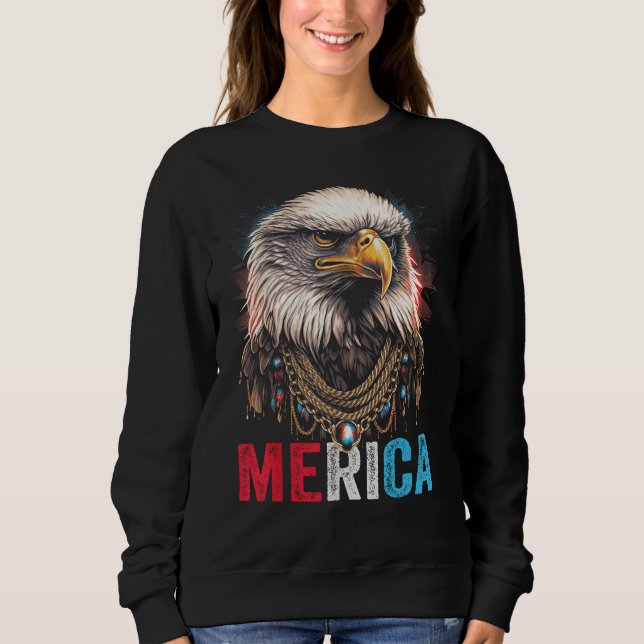 Sudadera Eagle  4th of July American Flag USA Patriotic Ame (Anverso)