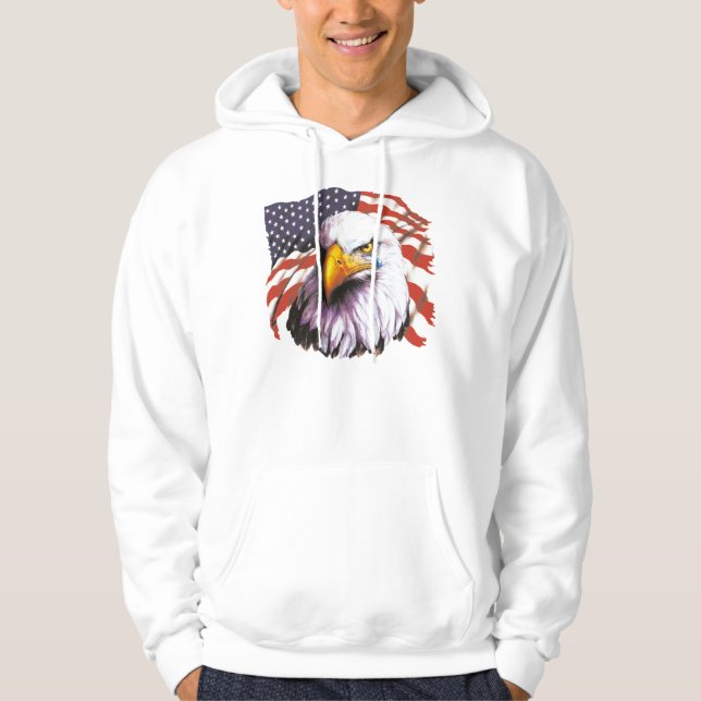Sudadera Eagle calvo con un rasgón - bandera de los (Anverso)