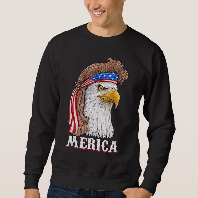 Sudadera Eagle Mullet 4 De Julio Bandera Estadounidense Mer (Anverso)