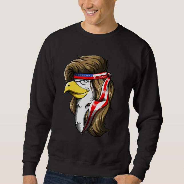 Sudadera Eagle Mullet 4 De Julio Bandera Estadounidense Mer (Anverso)