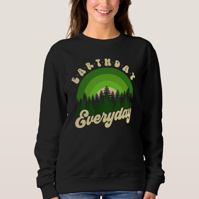 Sudadera Earth Day Everyday Retro Groovy Rainbow Save Envir (Anverso)