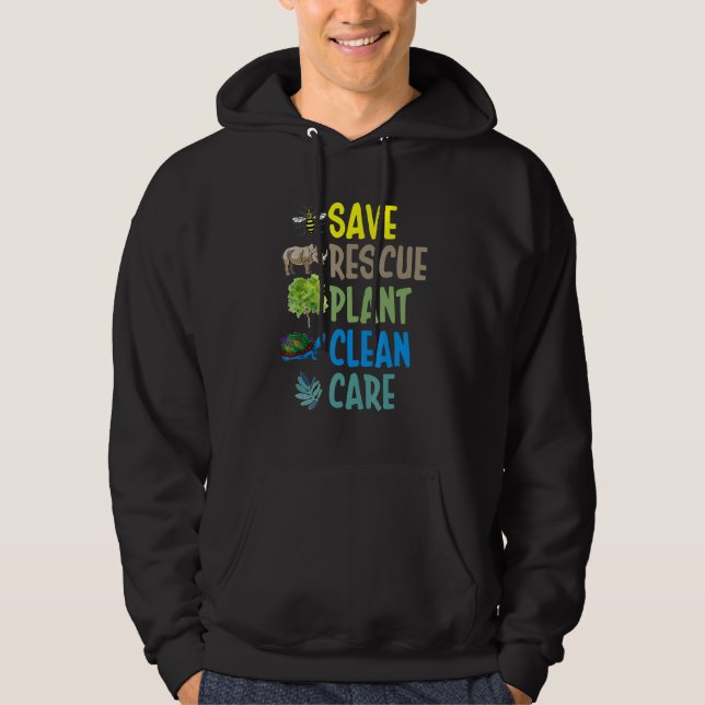 Sudadera Earth Day Save rescue Plant Clean Care Turtle Anim (Anverso)