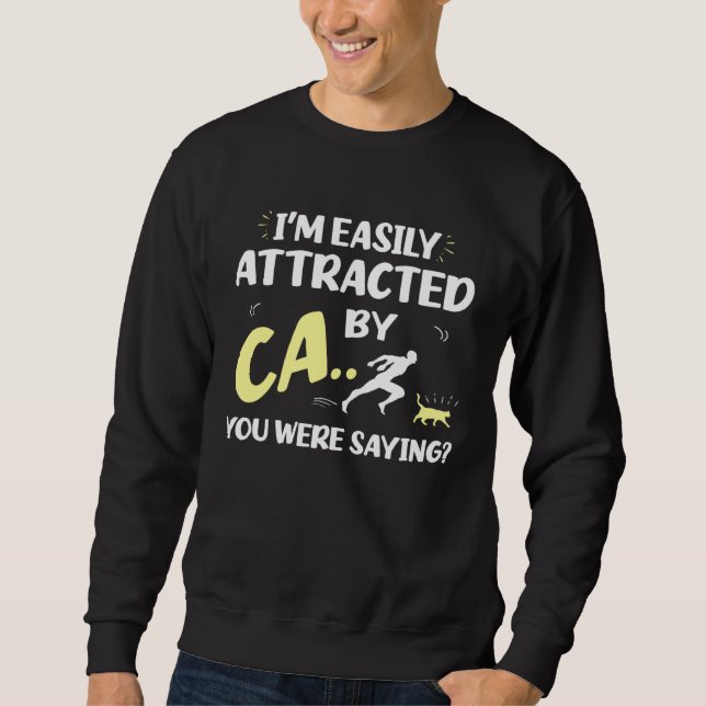 Sudadera Easily Attracted By Cats   Cat Mom Cat Dad Cat (Anverso)
