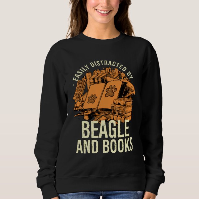 Sudadera Easily Distracted By Beagle And Books English Beag (Anverso)