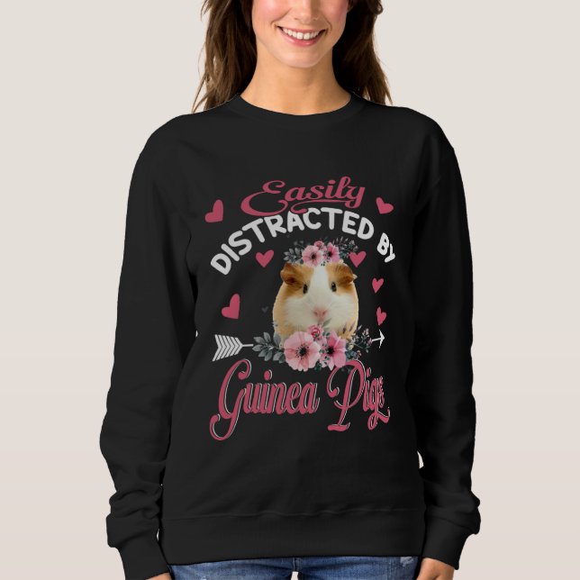 Sudadera Easily Distracted By Guinea Pigs Floral Flower Gui (Anverso)
