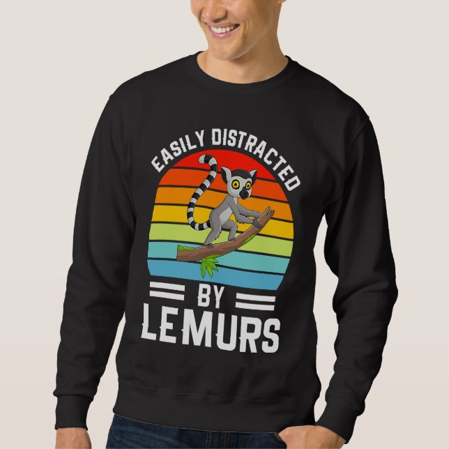 Sudadera Easily Distracted By Lemurs I Lemur Monkey I Kids  (Anverso)