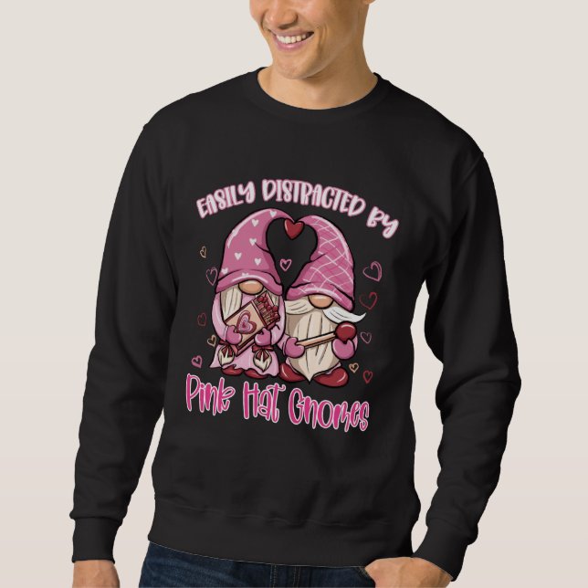 Sudadera Easily Distracted by Pink Hat Gnomes Gardening Gno (Anverso)