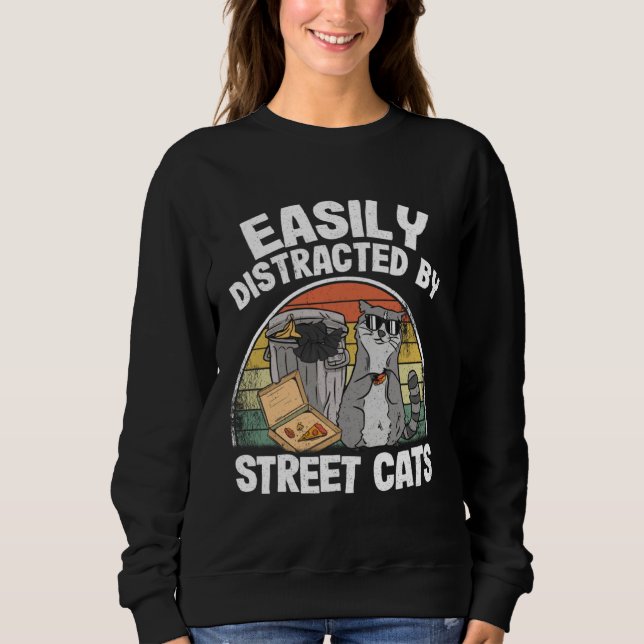 Sudadera Easily Distracted By Street Cats Raccoon (Anverso)