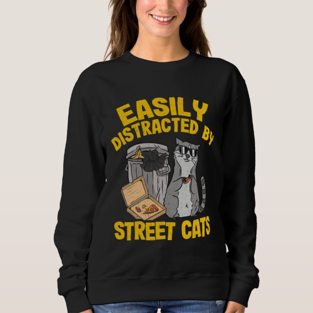 Sudadera Easily Distracted By Street Cats Raccoon  4 (Anverso)
