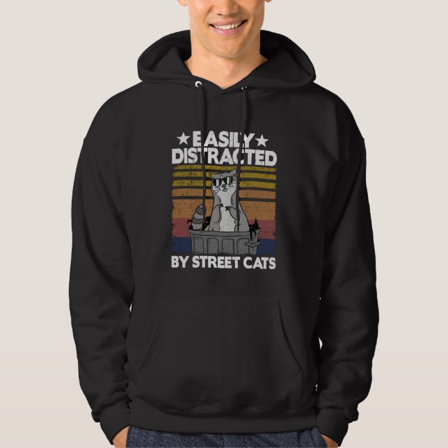 Sudadera Easily Distracted By Street Cats Raccoon  5 (Anverso)