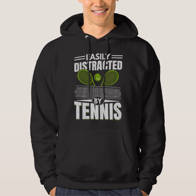 Sudadera Easily Distracted By Tennis  Sports Player Graphic (Anverso)