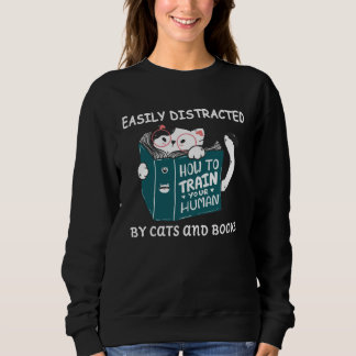 Sudadera Easily Distracted Cats and Books Kitty Cat