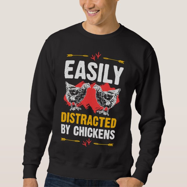 Sudadera Easily Distracted Chickens Cute   (Anverso)