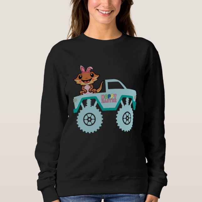 Sudadera Easter Bearded Dragon Bunny Riding Monster Truck T (Anverso)