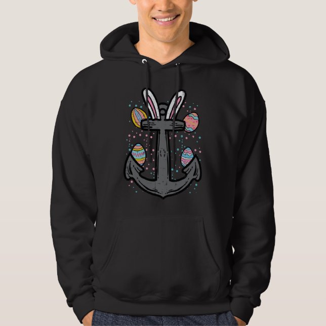 Sudadera Easter Bunny Anchor Nautical Boat Captain Men Wome (Anverso)