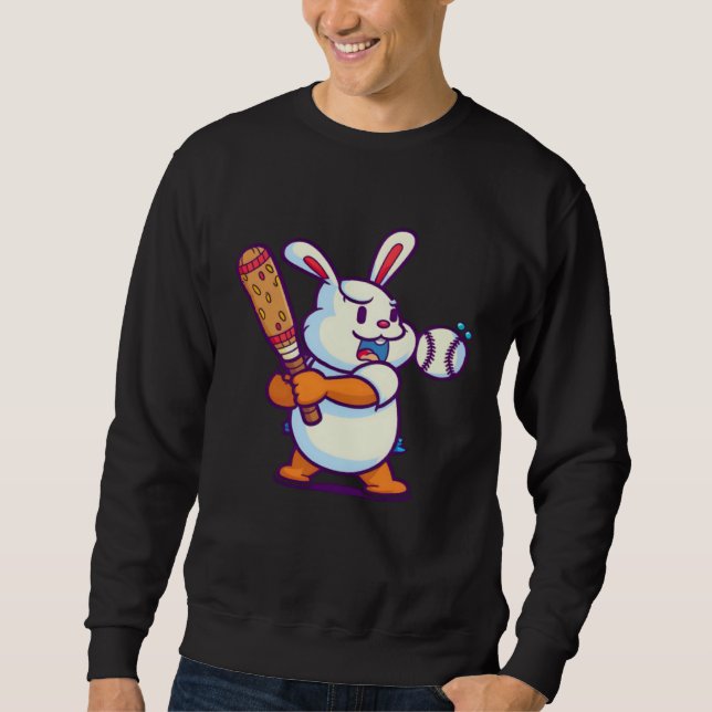 Sudadera Easter Bunny Playing Baseball Baseball Easter (Anverso)