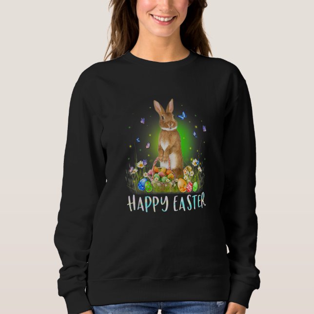 Sudadera Easter Bunny Rabbit Egket Cesta de Huevo Feliz Pas (Anverso)