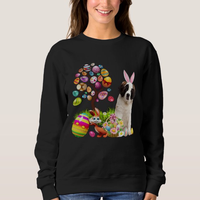 Sudadera Easter Bunny Saint Bernard Dog Ear Tree Egg Basket (Anverso)
