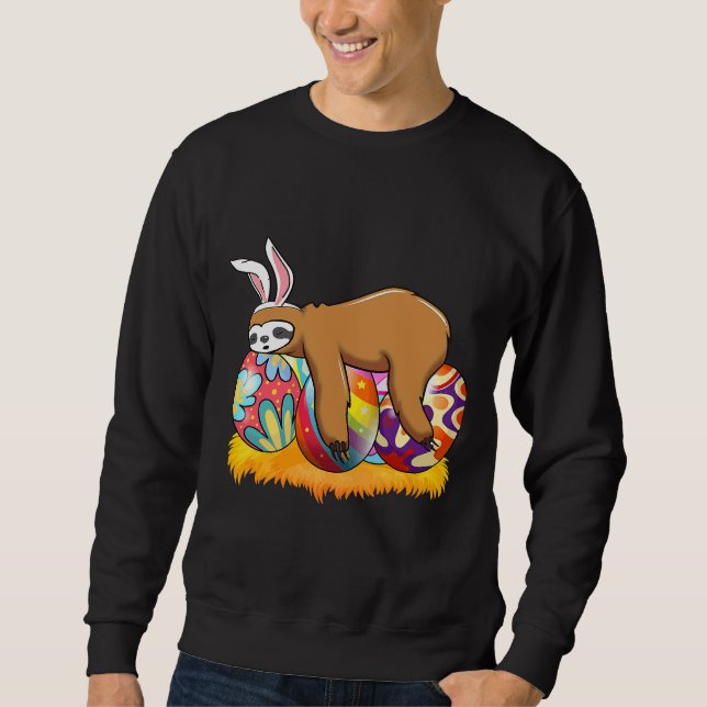Sudadera Easter Bunny Sloth Sleeping Easter Egg Funny Boys (Anverso)