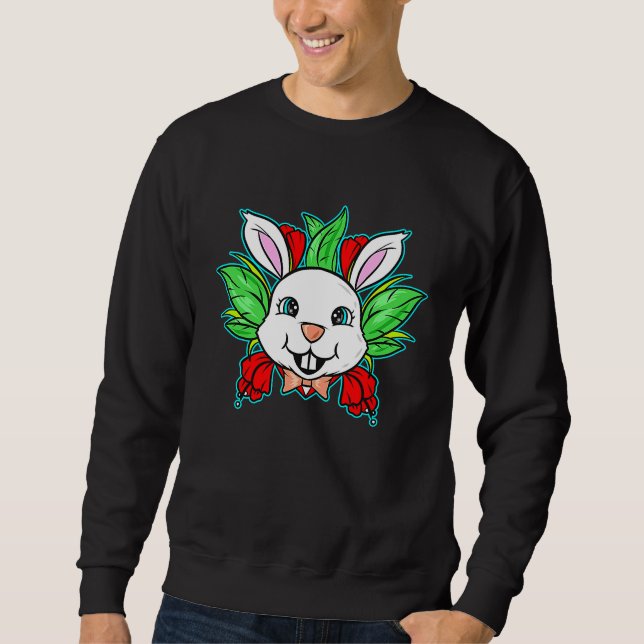 Sudadera Easter Bunny With Bow Tie And Spring Flowers On Ea (Anverso)