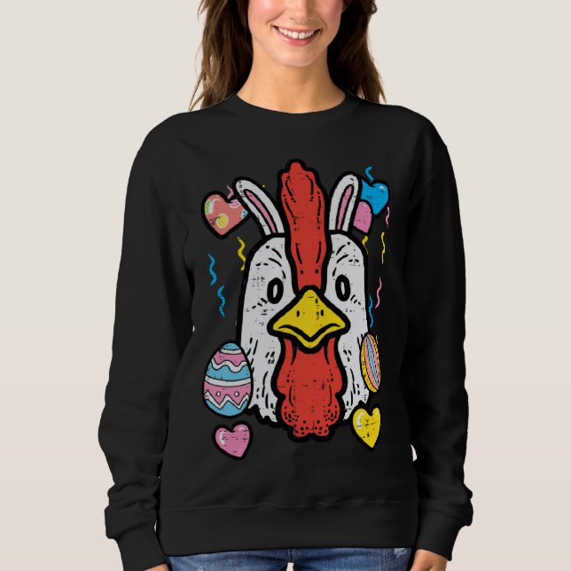 Sudadera Easter Chicken Face Spring Women Girls Kids Toddle (Anverso)
