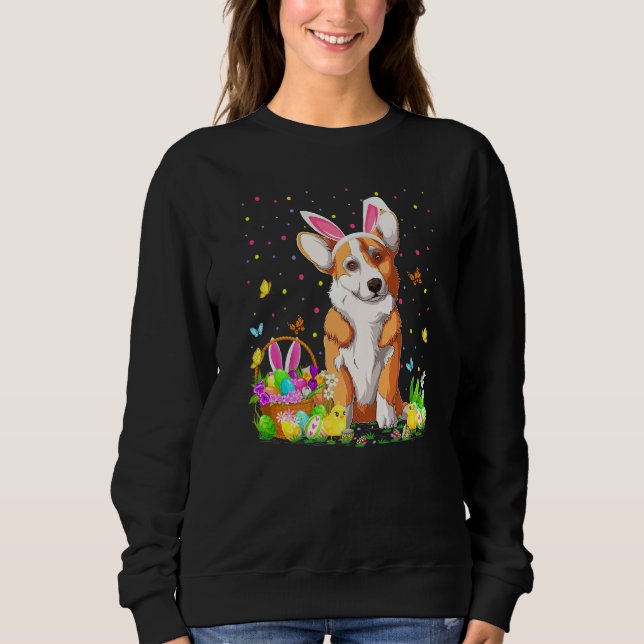 Sudadera Easter Corgi Dog Bunny Egg Hunting Corgi Easter Su (Anverso)